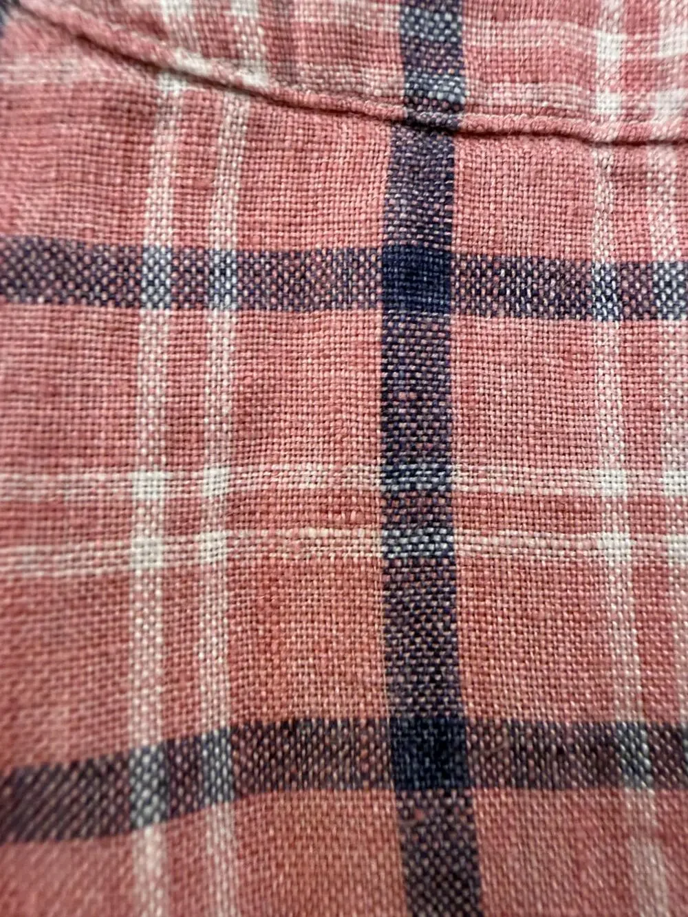 Sid Mashburn Shirt Mens Medium Pink Plaid Long Sleeve Button Up Slim Fit Linen